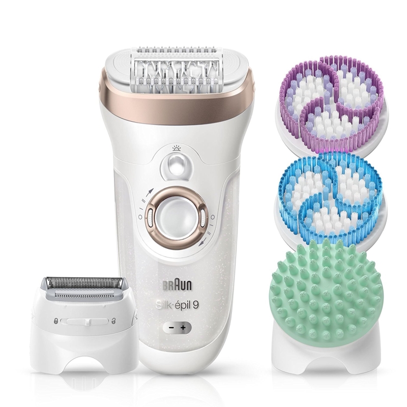 BRAUN Silk épil 9 (9961V) SkinSpa epilatore Braun wet & dry 40 pinzette bianco e oro + 5 accessori